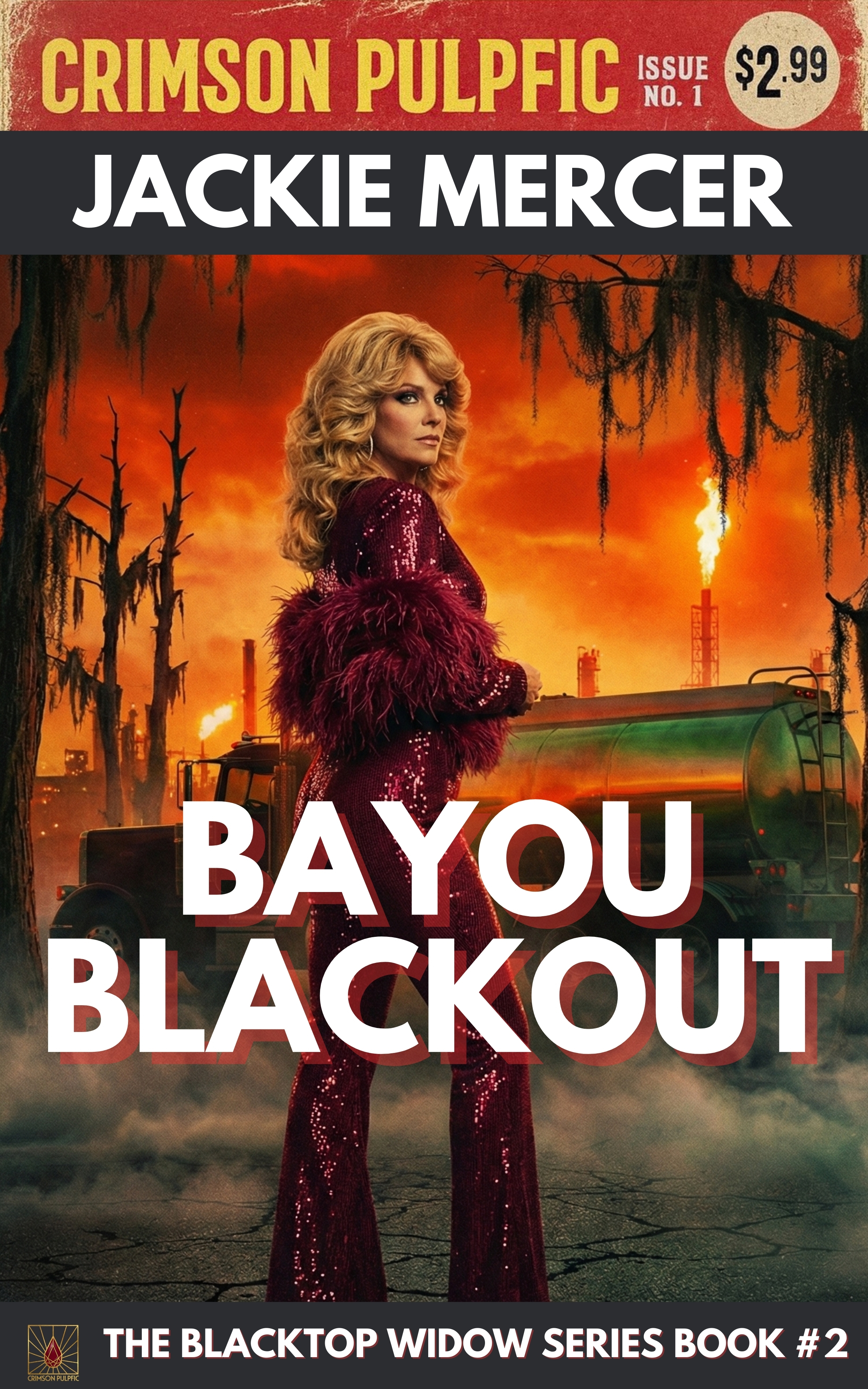 Bayou Blackout book cover - Blacktop Widow Louisiana noir thriller by Jackie Mercer