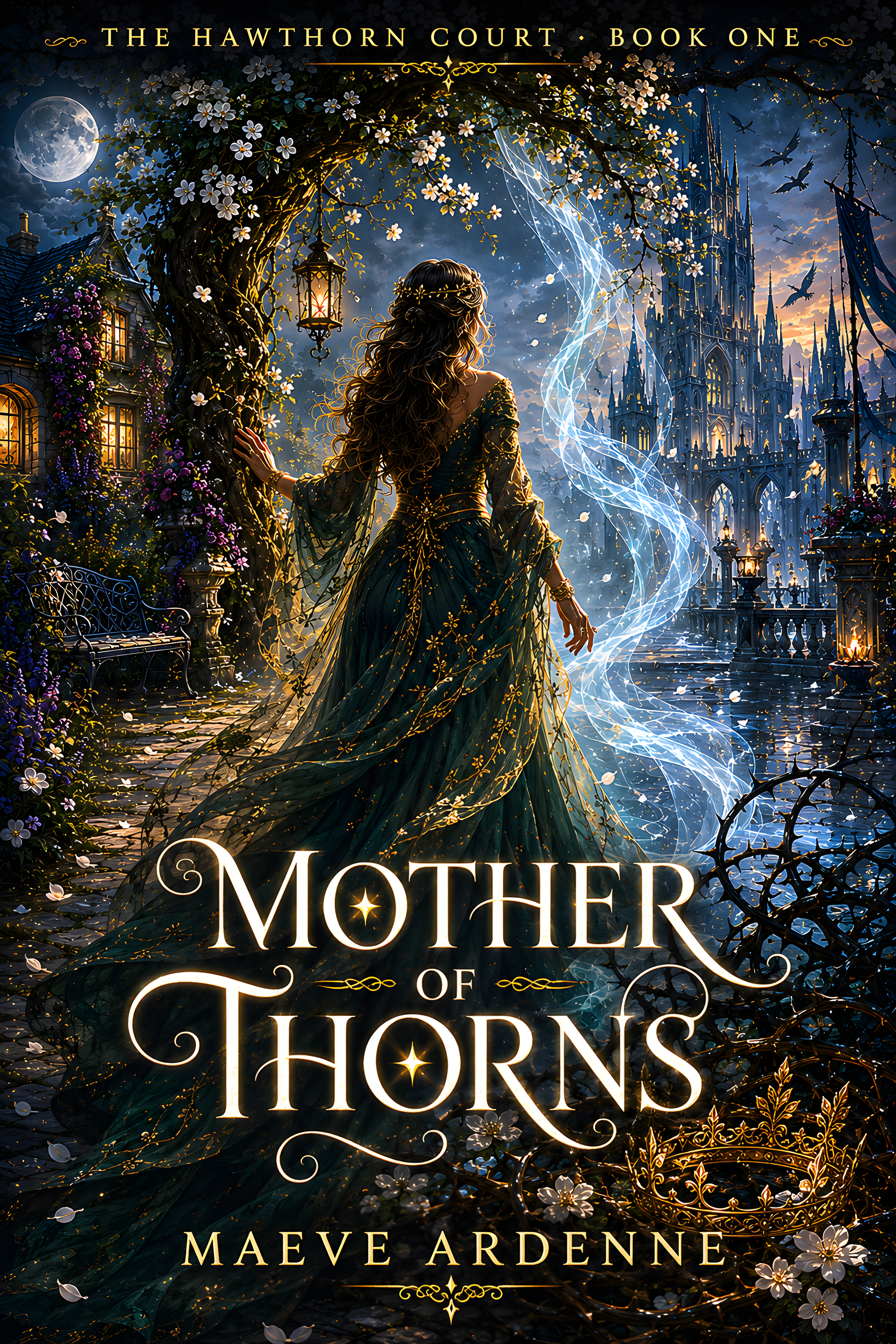 Mother of Thorns book cover - The Hawthorn Court by Maeve Ardenne